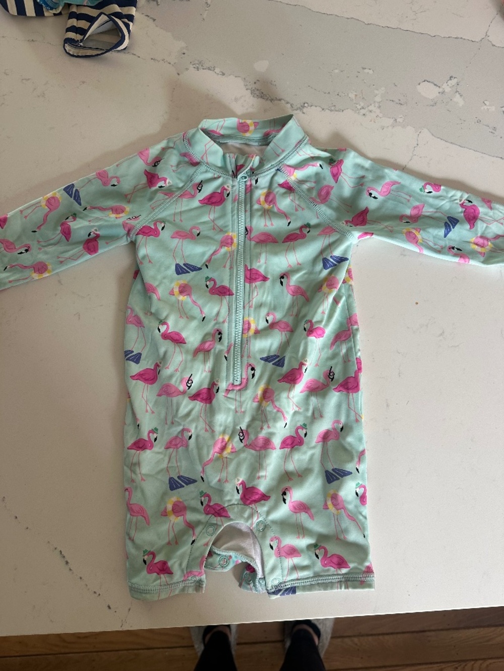 Janie & Jack Flamingo Blue Swimsuit 12-18 months